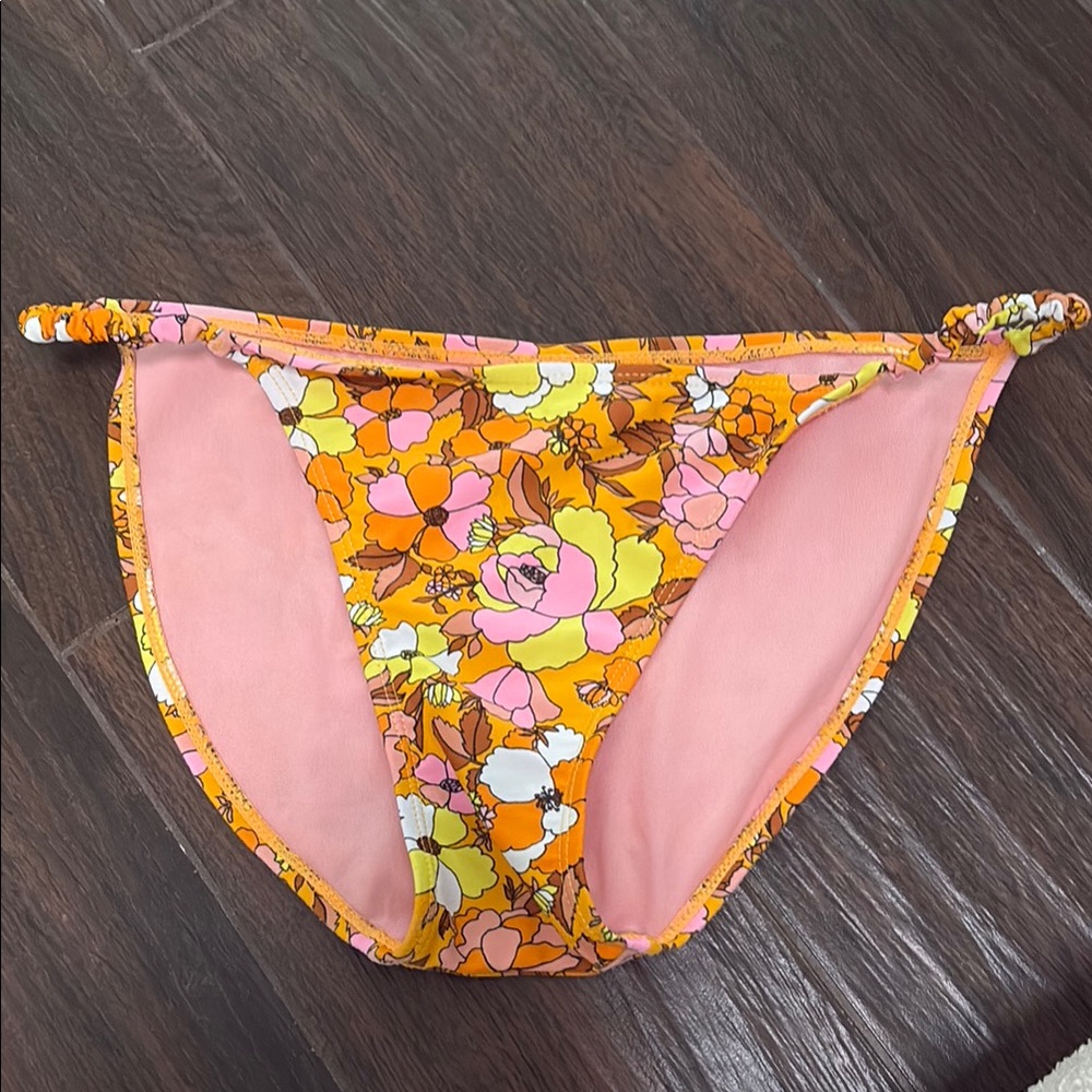 Xhilaration Orange and Pink Floral Print Bikini